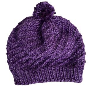 Purple Sparkle Spiral Knit Hat